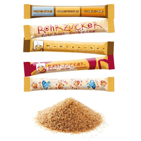 Hellma Rohrzucker-Sticks 500 Stk. je 4 g brauner Zucker - 2 kg Vorrats-Box - Zuckertütchen einzeln, für Kaffee, Tee
