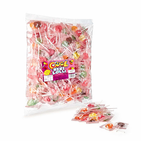 Cool Herzlolli 200 Stück im 1 kg Beutel, flache Lutscher in Herzform