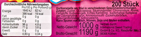 Cool Herzlolli 200 Stück im 1 kg Beutel, flache Lutscher in Herzform