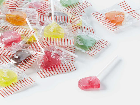 Cool Herzlolli 200 Stück im 1 kg Beutel, flache Lutscher in Herzform