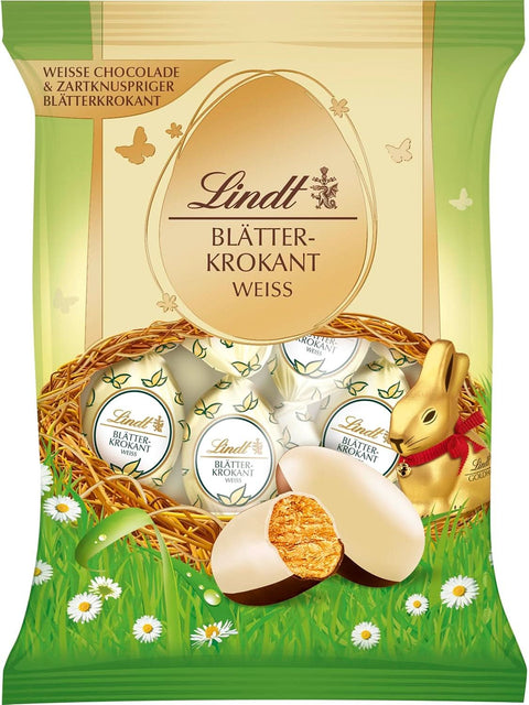 Lindt Blätterkrokant Eier Weiß 85g