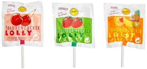 Ahoj Frigeo Traubenzucker Lolly Erdbeer, Tropic und Kirsch, 1000 Stück, 7,5kg
