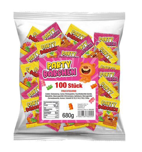 Frucht Gummibärchen Mix 100 Stück - Wurfmaterial für Karneval und Fasching - Minibeutel einzeln verpackt - Süßigkeiten, Gummibärchen Großpackung