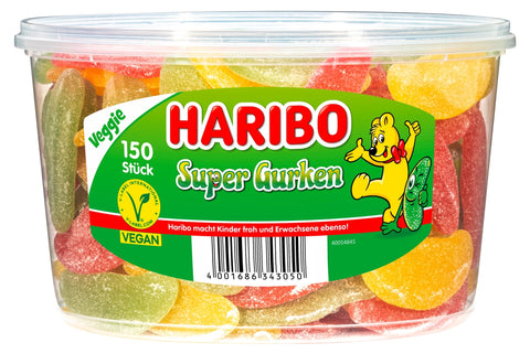 Haribo Super Gurken Fruchtgummi Dose 150er - Prime-Store Süßigkeiten Schnellversand