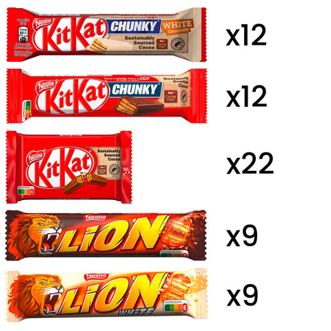 NESTLÉ KITKAT & LION Süßigkeiten-Mix, 64 Riegeln - 2,8kg