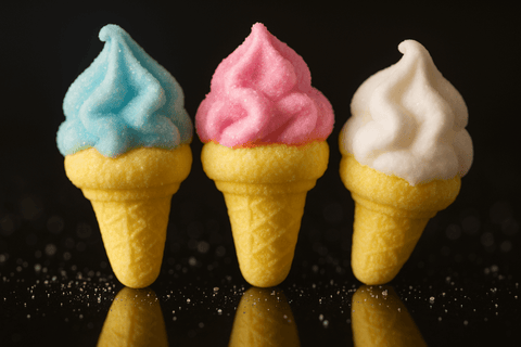 Detailaufnahme der Mellow Mellow Eishörnchen Marshmallows