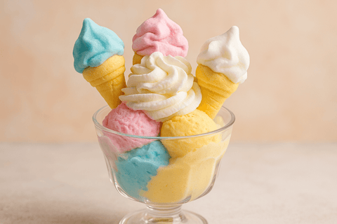 Eisbecher gefüllt mit Mellow Mellow Eishörnchen
