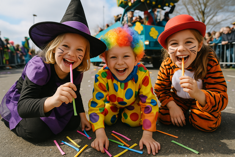 Vontek Karneval Wurfmaterial 500 Stück – Brausepulver & Süßigkeiten-Stangen | Perfekt als Kamelle für Fasching, Umzüge & Kinder