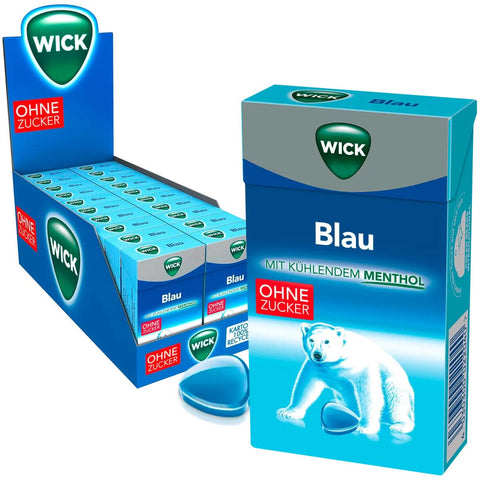 Wick Blau Halsbonbon ohne Zucker (20x 46g Box)