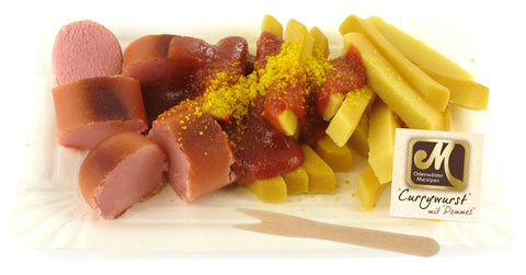 Odenwälder Marzipan Currywurst mit Pommes 150g