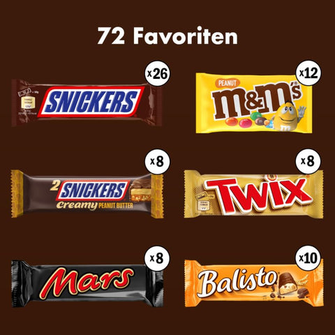 Mars, Snickers, Balisto & mehr Mixed Schokoriegel Box 72 Riegel (1 x 3.8kg)