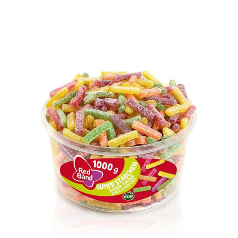 Red Band Gummi Stäbchen vegane Fruchtgummis 1kg Dose - Prime-Store schnelle Süßigkeiten Lieferung