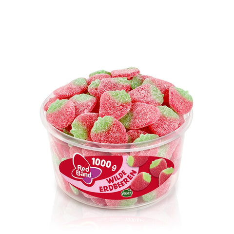 Red Band Wilde Erdbeeren vegane Fruchtgummi 1kg Dose - Prime-Store schnelle Lieferung von Süßigkeiten