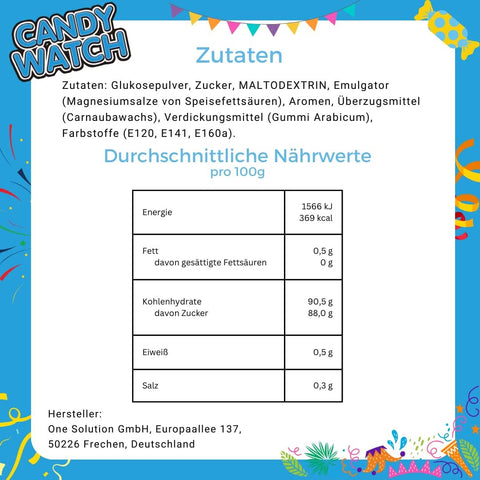 CANDY WATCH Traubenzucker Uhren (50 Stück) – Bunte essbare Uhren für Kindergeburtstag & Party – Retro Süßigkeiten Großpackung 725g