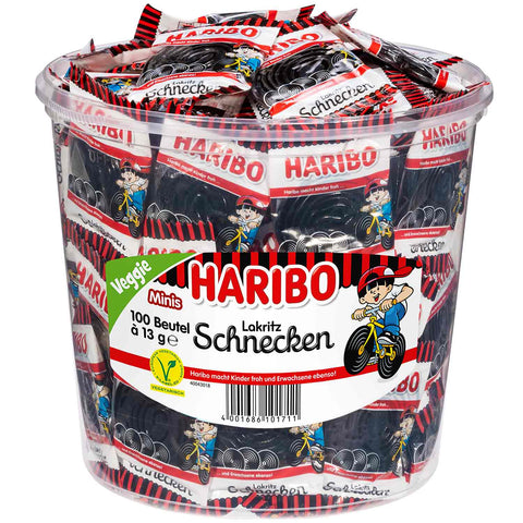 Haribo Lakritz Schnecken Minis Runddose 100 Stück - Prime-Store Süßigkeiten Schnellversand