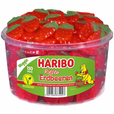 Haribo Riesen Erdbeeren Veggie 150er Dose - Prime-Store Süßigkeiten Versand
