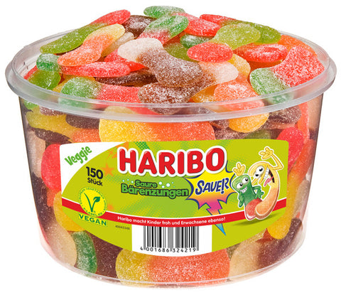 Haribo Saure Bärenzungen Runddose 150 Stück