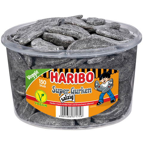Haribo Super Gurken Salzig Runddose 150 Stück