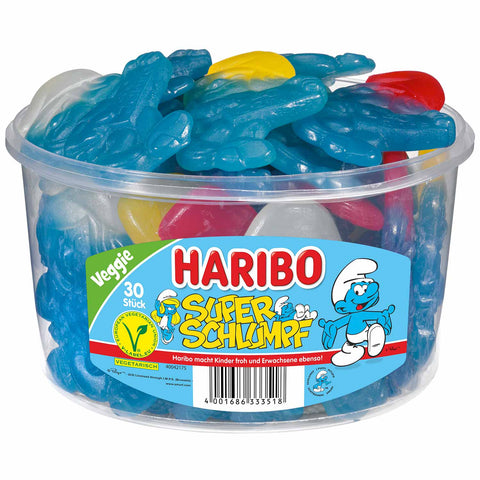 Haribo Super Schlumpf Dose 30er - Prime-Store Süßigkeiten Schnellversand