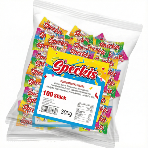 Marshmallow Speckis Speckseile als Wurfmaterial für Karneval & Fasching – 100 Stück einzeln verpackt 300g