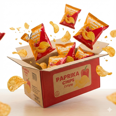 Paprika Chips als Karneval-Wurfmaterial – 40×20 g Mini-Chips einzeln verpackt