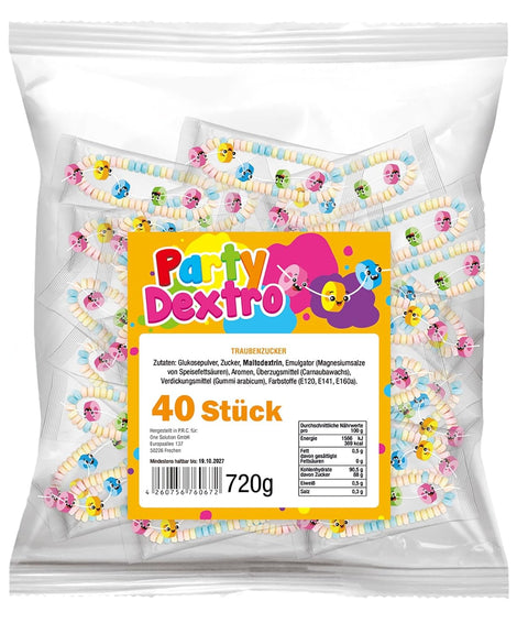 Traubenzucker-Ketten - Wurfmaterial für Karneval & Fasching – 40 Stück einzeln verpackt 720g